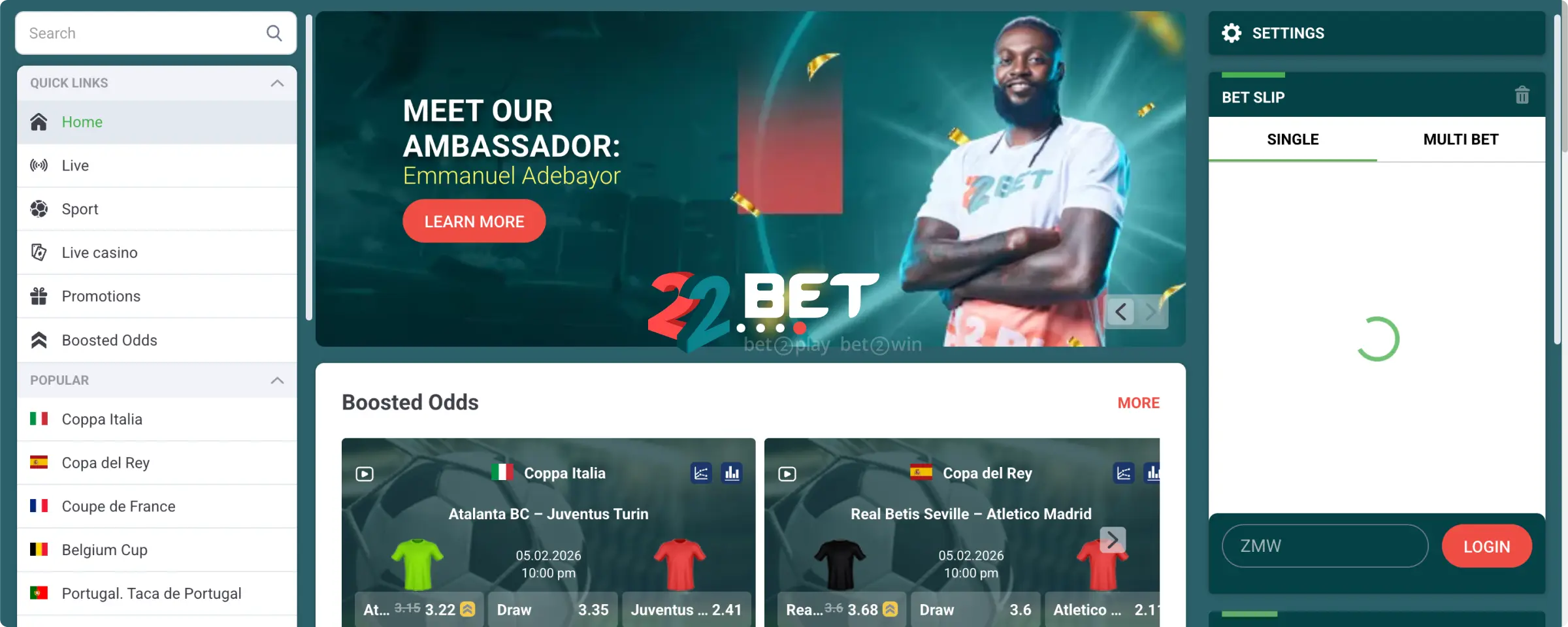 22Bet Online Sportsbook and Casino Platform